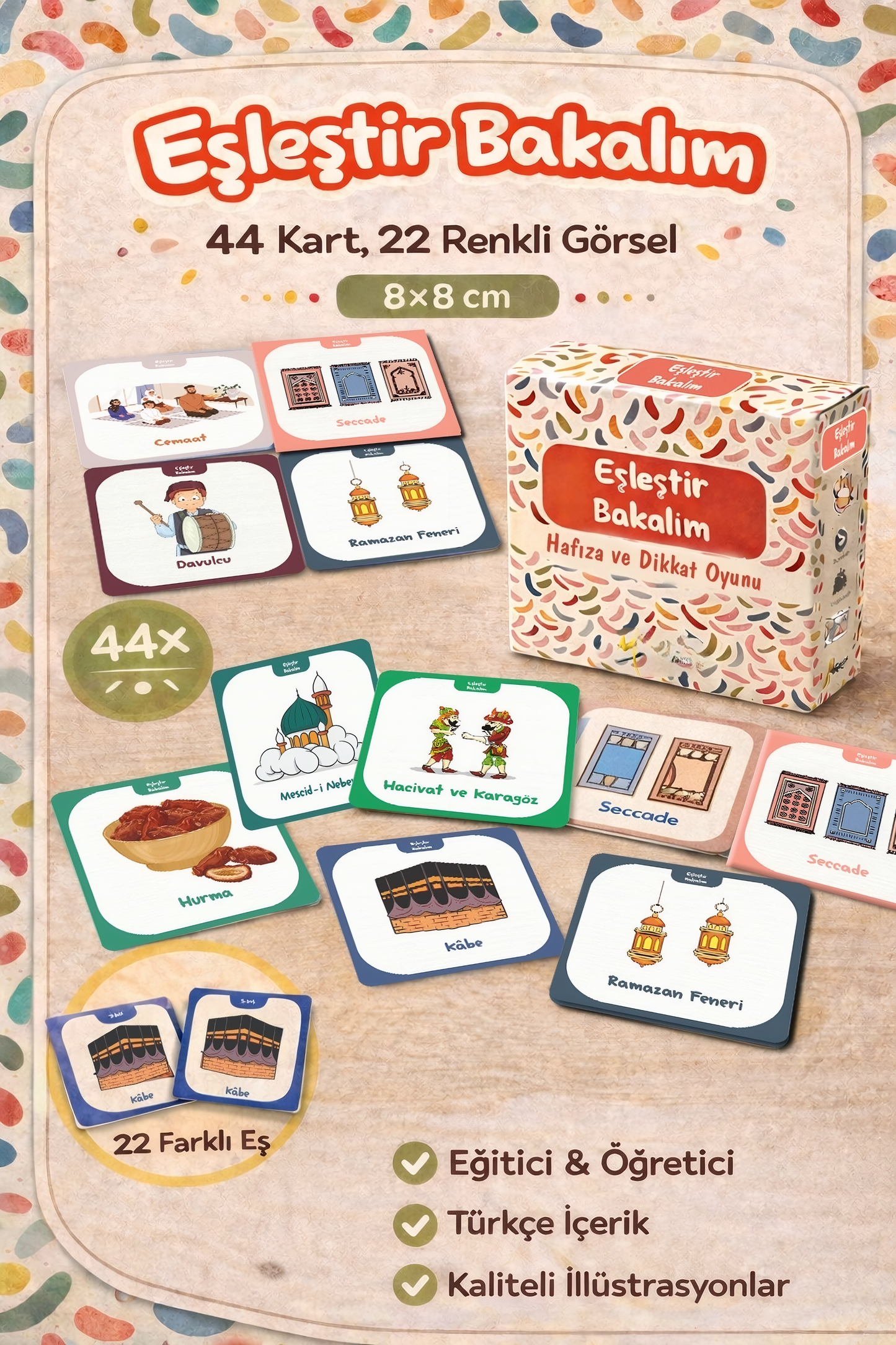 Eşleştir Bakalım™ – İslami Terimlerle Eğitici Kart Hafıza Oyunu